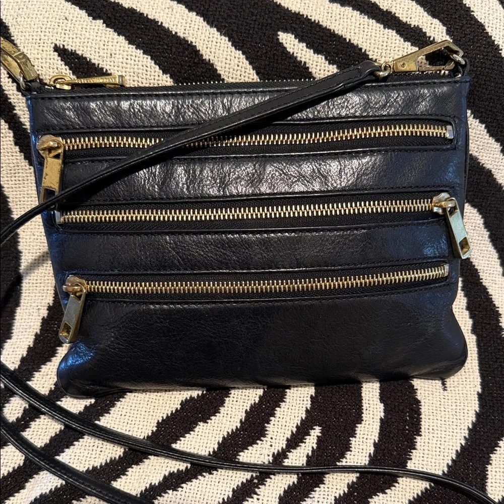 Vintage Rebecca Minkoff Black Leather Rockstar Elegant Crossbody Gold Hardware